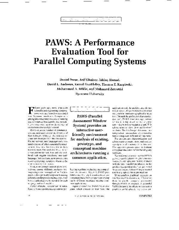 (PDF) PAWS: A Performance Evaluation Tool for Parallel Computing Systems