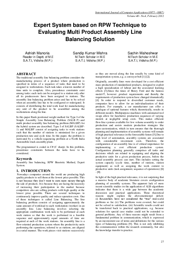 (PDF) Expert System based on RPW Technique to Evaluating Multi Product ...