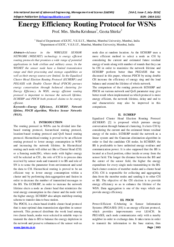 (PDF) Energy Efficiency Routing Protocol for WSNs