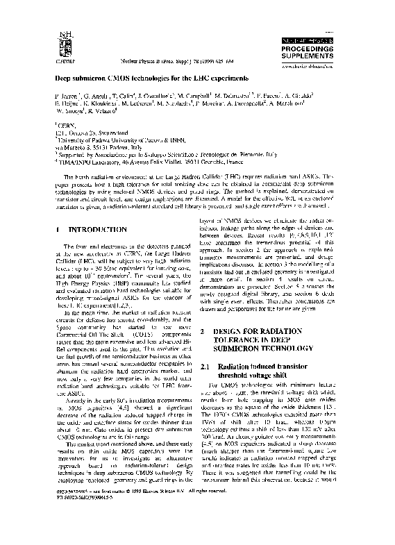 (PDF) Deep submicron CMOS technologies for the LHC experiments