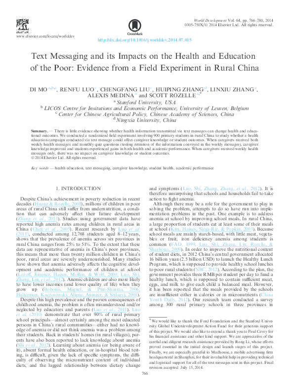 (PDF) Text Messaging and its Impacts on the Health and Education of the ...