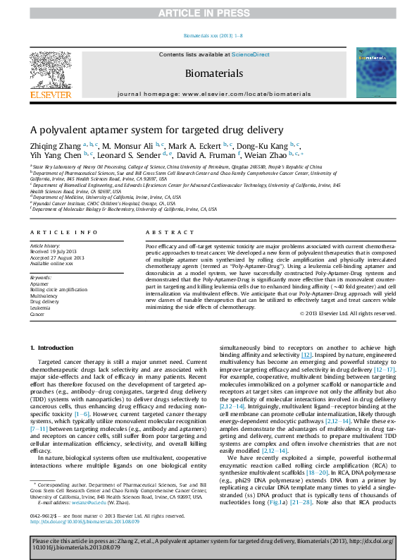 (PDF) A polyvalent aptamer system for targeted drug delivery