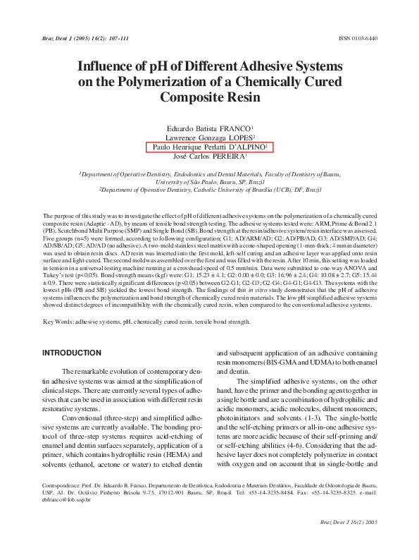 (PDF) Influence of pH of different adhesive systems on the ...