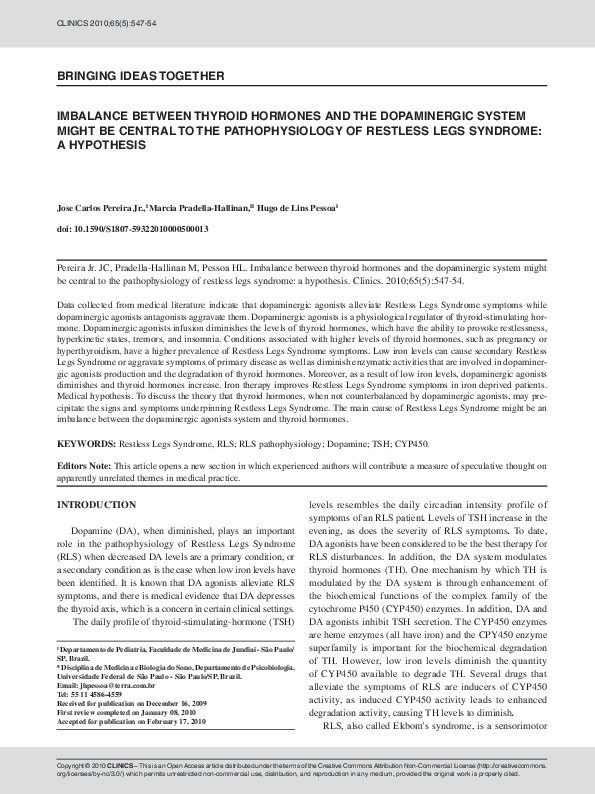 (PDF) Imbalance between thyroid hormones and the dopaminergic system