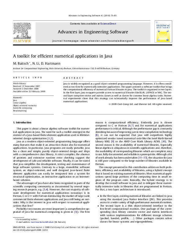 (PDF) A toolkit for efficient numerical applications in Java