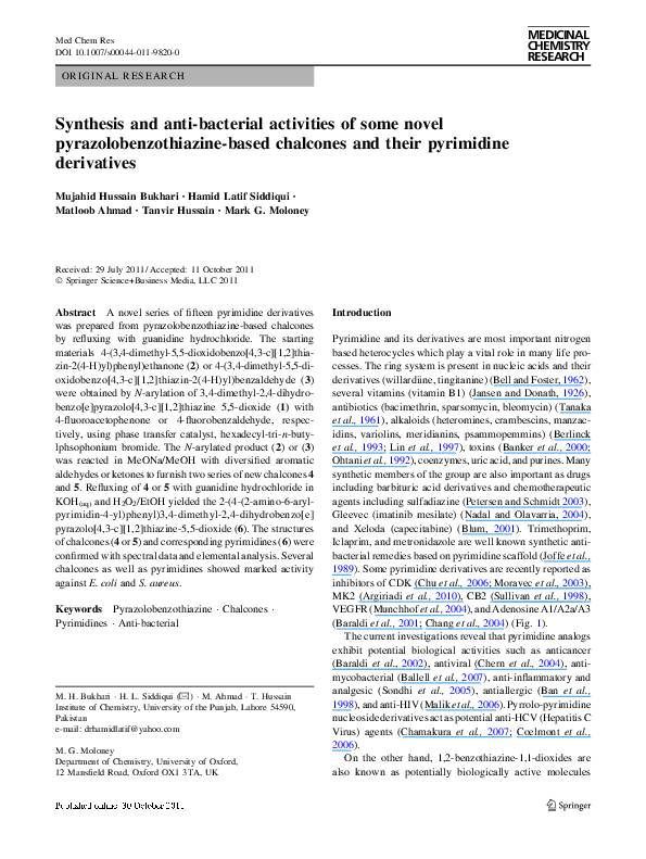 (PDF) Synthesis and Anti-Bacterial Activities of Some Novel Schiff ...