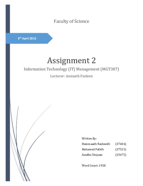 (PDF) Assignment 2 Information Technology (IT) Management (MGT307)