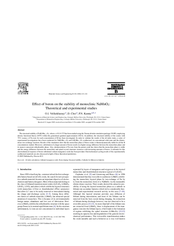(PDF) Effect of boron on the stability of monoclinic NaMnO2 ...