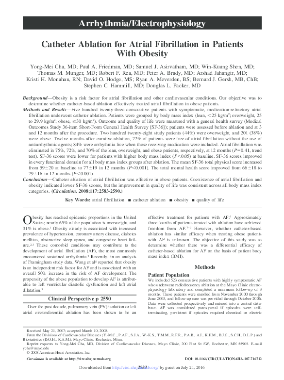 (PDF) Catheter Ablation for Atrial Fibrillation in Patients With Left ...