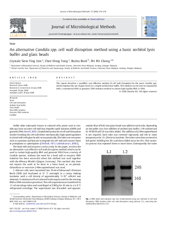 (PDF) An alternative Candida spp. cell wall disruption method using a