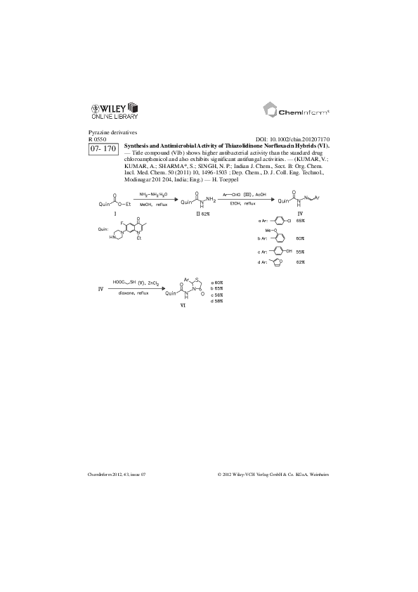 (PDF) ChemInform Abstract: Synthesis and Antimicrobial Activity of ...