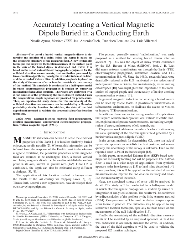 (PDF) Accurately Locating a Vertical Magnetic Dipole Buried in a ...