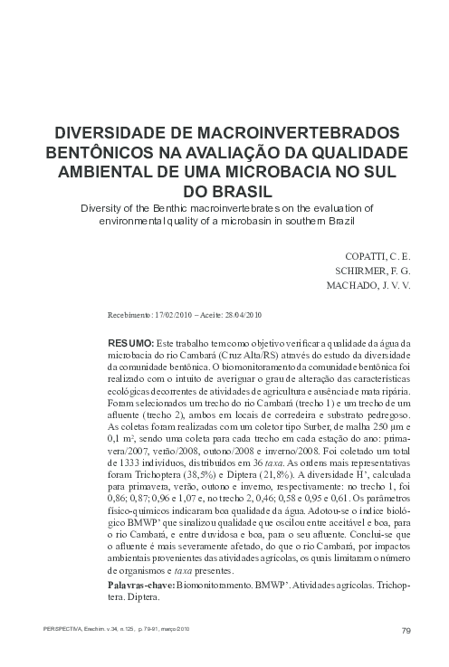 (PDF) Diversity of the Benthic macroinvertebrates on the evaluation of ...