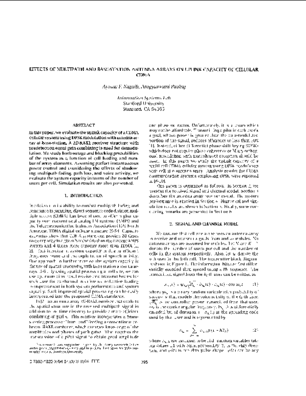 (PDF) Effects of multipath and base-station antenna arrays on uplink ...