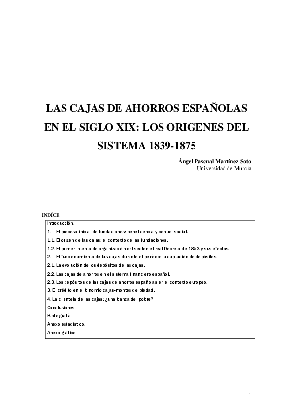 (PDF) Las Cajas De Ahorros en La España Del Siglo XIX (18391875