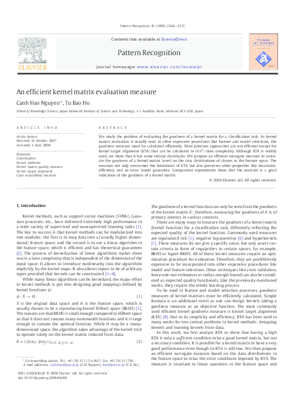 (PDF) An efficient kernel matrix evaluation measure