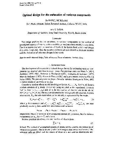(PDF) Optimal design for the estimation of variance components