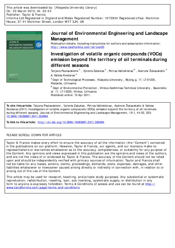 (PDF) Investigation of volatile organic compounds (VOCs) emission ...