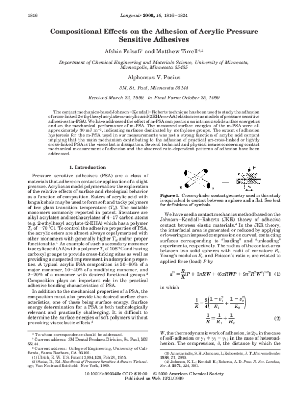 (PDF) Compositional Effects on the Adhesion of Acrylic Pressure