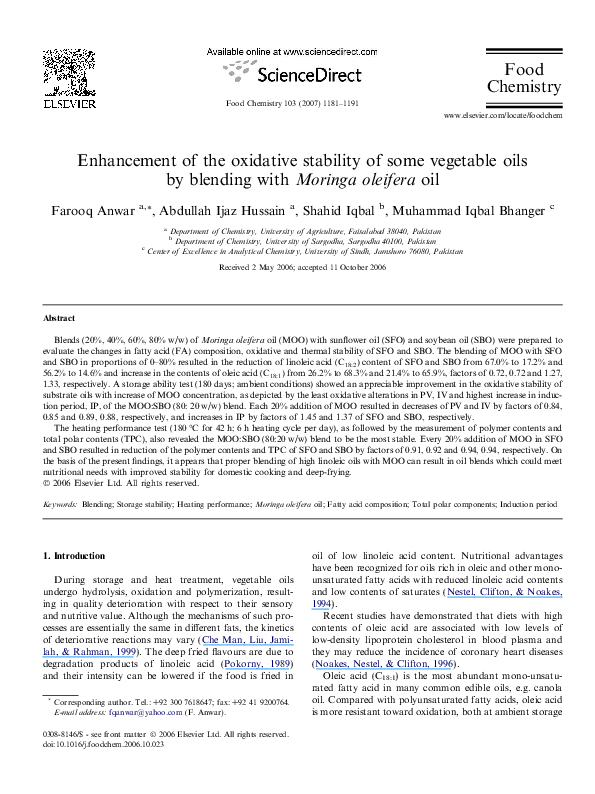 (PDF) Enhancement of the oxidative stability of some vegetable oils by ...