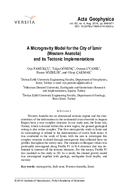 (PDF) A microgravity model for the city of İzmir (Western Anatolia) and ...