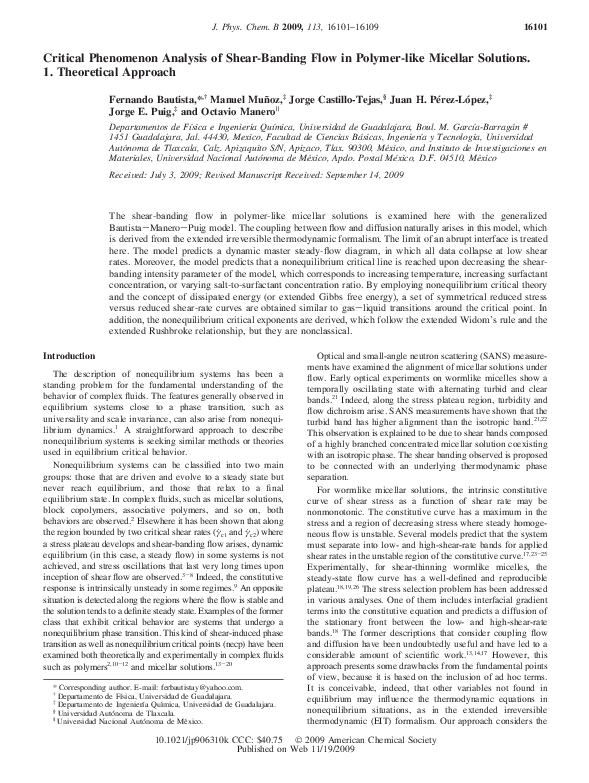 (PDF) Critical Phenomenon Analysis of ShearBanding Flow in Polymer