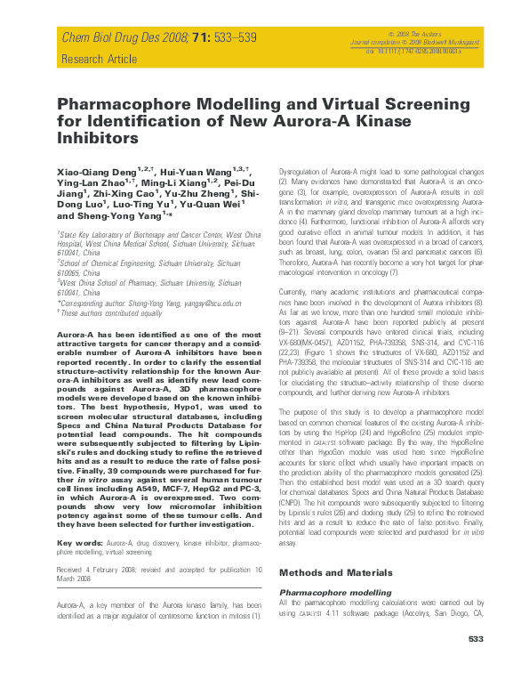 (PDF) Pharmacophore Modelling and Virtual Screening for Identification ...