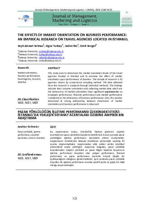 (PDF) THE EFFECTS OF MARKET ORIENTATION ON BUSINESS PERFORMANCE: AN ...