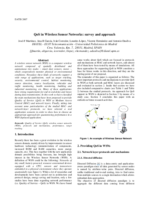 (PDF) QoS in wireless sensor networks: survey and approach