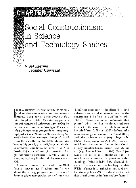 Pdf Social Constructionism In Science And Technology Studies Pdf Social Constructionism In Science And Technology Studies