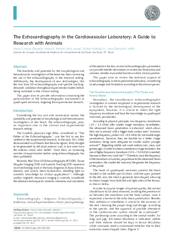 (PDF) The Echocardiography in the Cardiovascular Laboratory: A Guide to ...