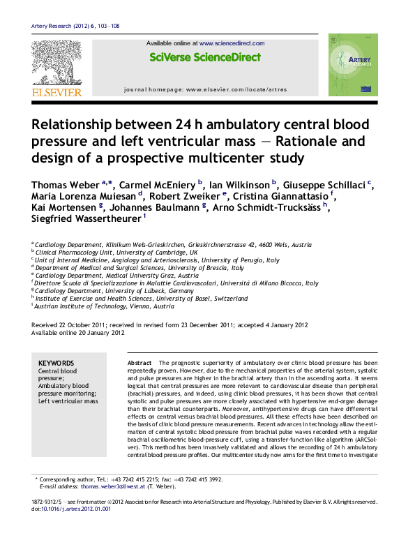 (PDF) Relationship between 24 h ambulatory central blood pressure and ...