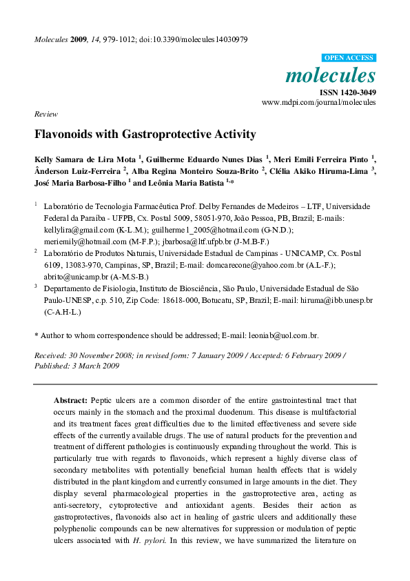 (PDF) Flavonoids with Gastroprotective Activity Anderson Ferreira Academia.edu