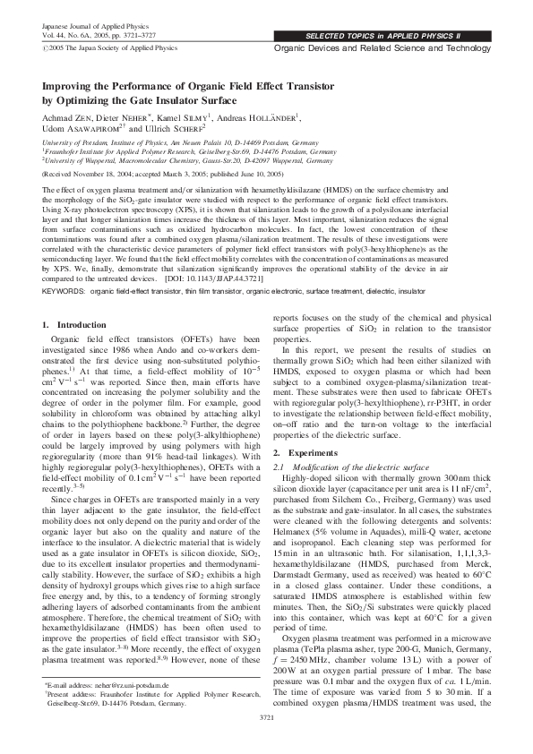 (PDF) Improving the Performance of Organic Field Effect Transistor by ...