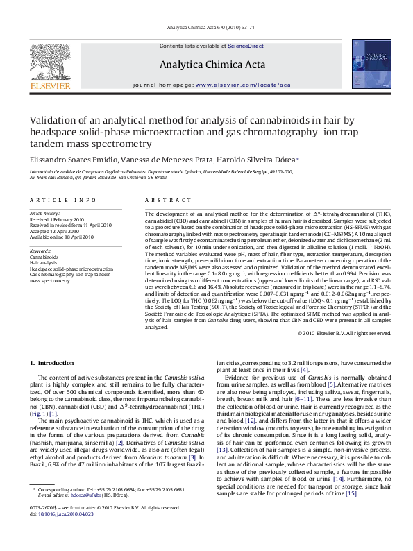 (PDF) Automated headspace solidphase dynamic extraction for the determination of cannabinoids
