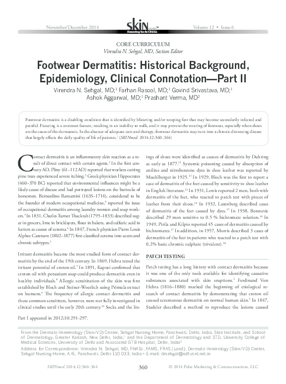 (PDF) Footwear dermatitis historical background, epidemiology