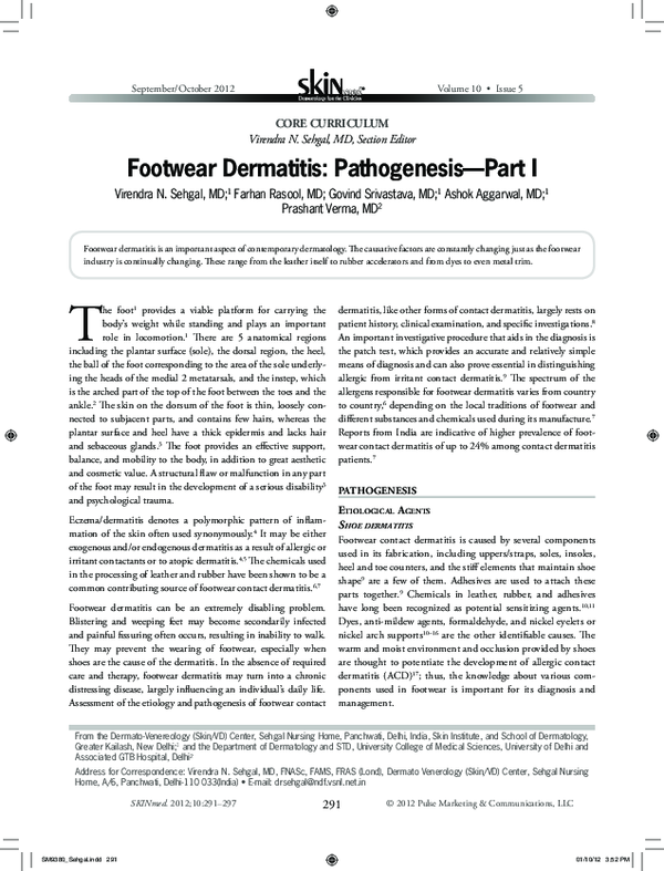 (PDF) Footwear dermatitis pathogenesispart I Farhan Rasool