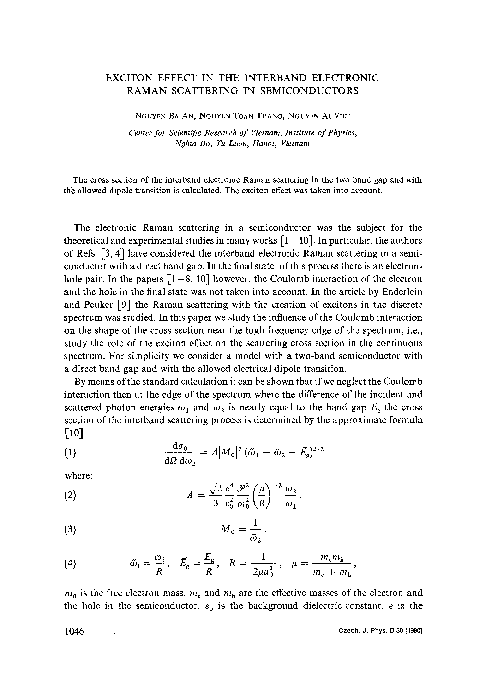 (PDF) Exciton effect in the interband electronic raman scattering in ...