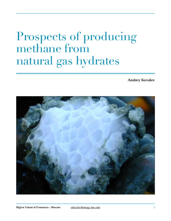 (PDF) Prospects of producing methane from natural gas hydrates