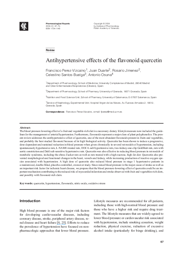 (PDF) Antihypertensive effects of the flavonoid quercetin in