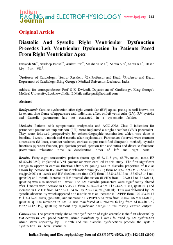 (PDF) Diastolic and systolic right ventricular dysfunction precedes ...