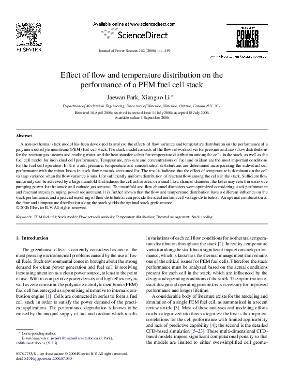 (PDF) Effect of flow and temperature distribution on the performance of
