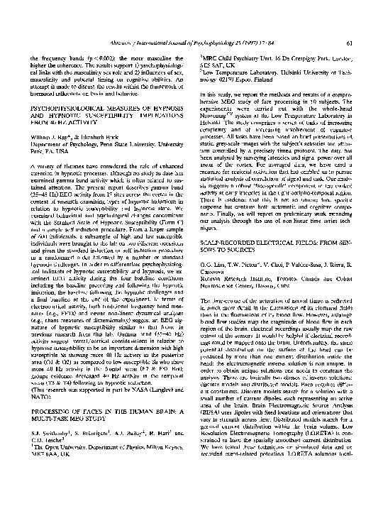 (PDF) Processing of faces in the human brain: A multi-task MEG study
