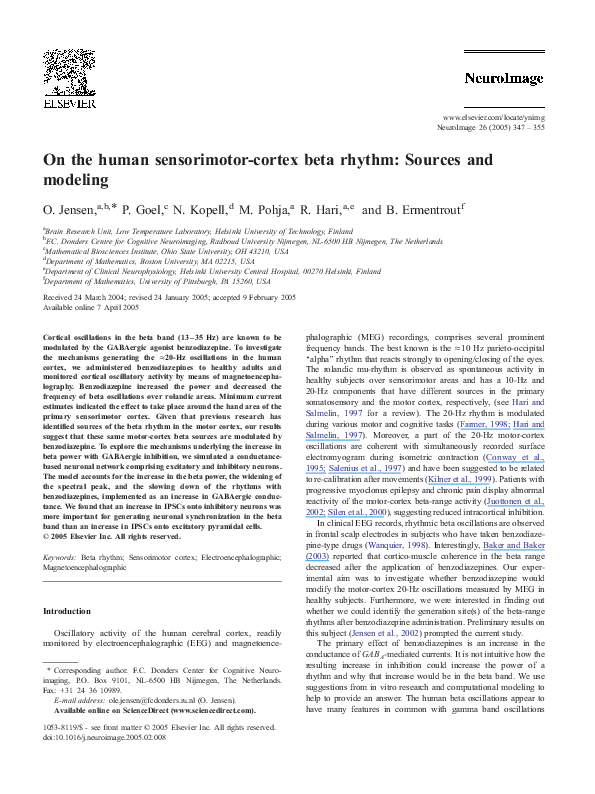 (PDF) On the human sensorimotor-cortex beta rhythm: Sources and