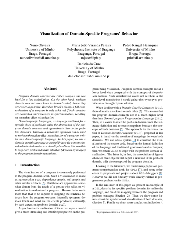 (PDF) Visualization of domain-specific programs' behavior
