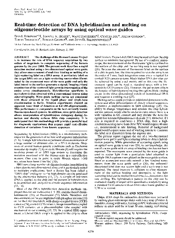 (PDF) Real-Time Detection of DNA Hybridization and Melting on ...