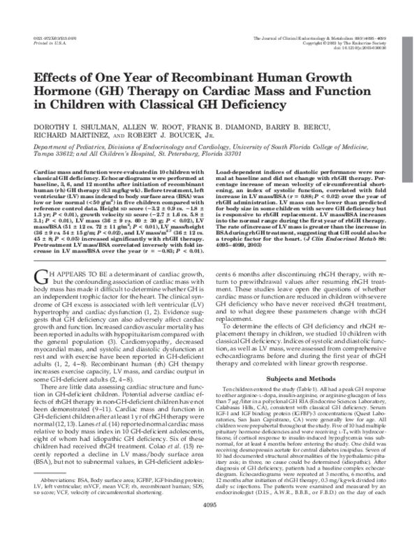 (PDF) Effects of One Year of Recombinant Human Growth Hormone (GH ...