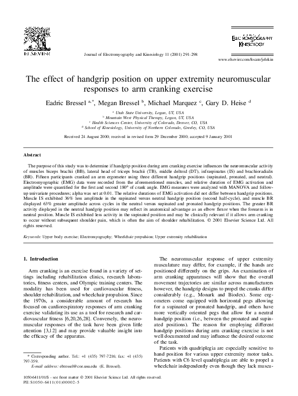 (PDF) The effect of handgrip position on upper extremity neuromuscular ...