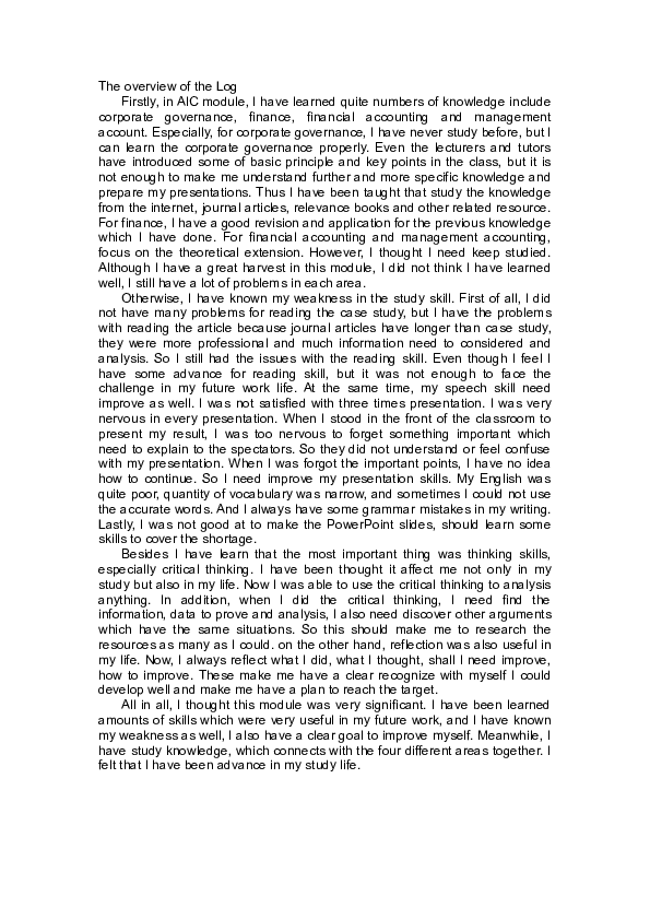 (DOC) The overview of the log