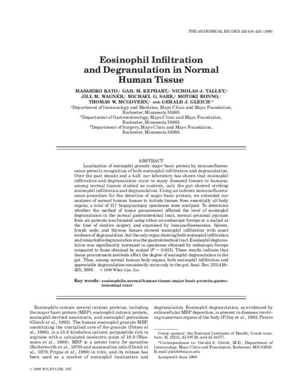 (PDF) Eosinophil infiltration and degranulation in normal human tissue